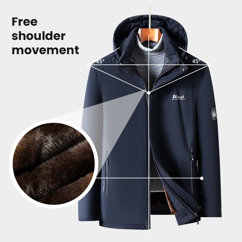 🎁Bestes Geschenk🎁 – Wattierte Thermo-Plüschparka für Herren mit abnehmbarer Kapuze