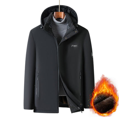 🎁Bestes Geschenk🎁 – Wattierte Thermo-Plüschparka für Herren mit abnehmbarer Kapuze