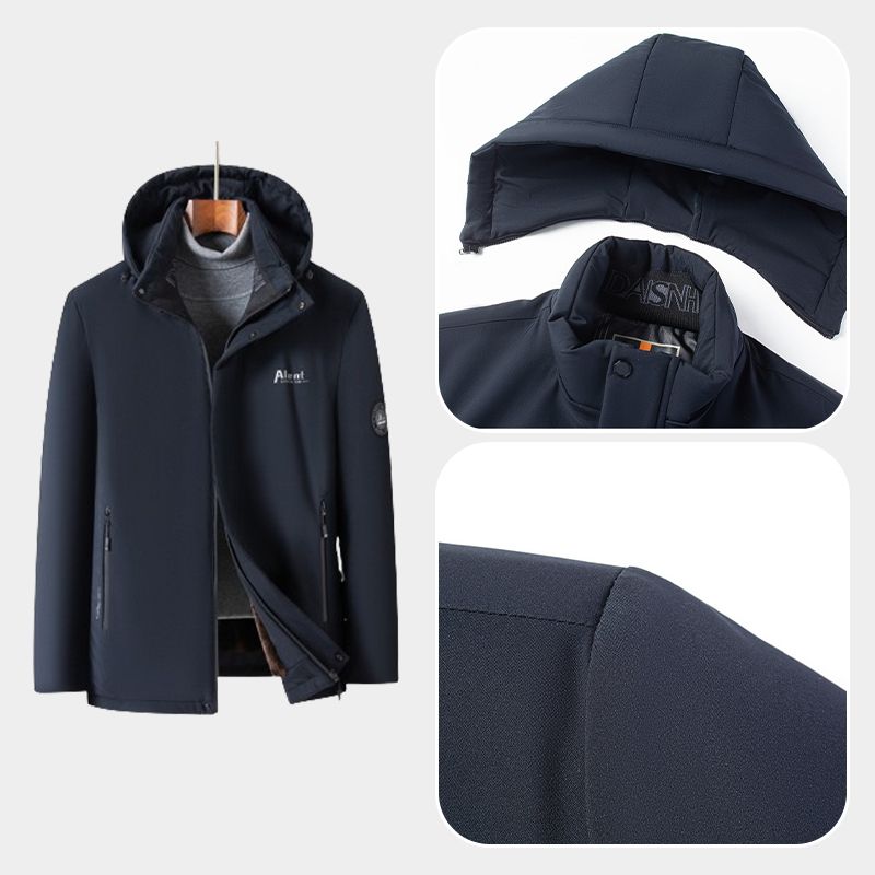 🎁Bestes Geschenk🎁 – Wattierte Thermo-Plüschparka für Herren mit abnehmbarer Kapuze