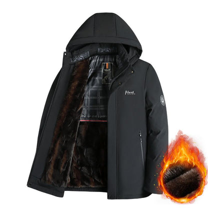 🎁Bestes Geschenk🎁 – Wattierte Thermo-Plüschparka für Herren mit abnehmbarer Kapuze