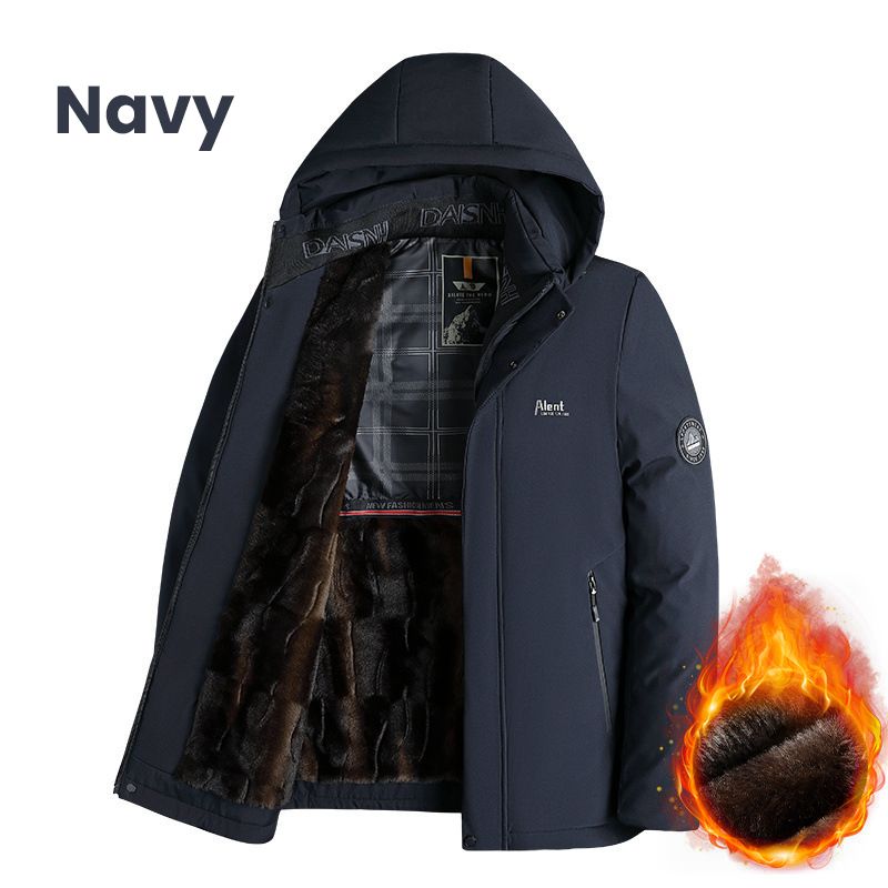 🎁Bestes Geschenk🎁 – Wattierte Thermo-Plüschparka für Herren mit abnehmbarer Kapuze