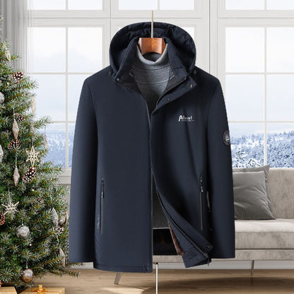 🎁Bestes Geschenk🎁 – Wattierte Thermo-Plüschparka für Herren mit abnehmbarer Kapuze