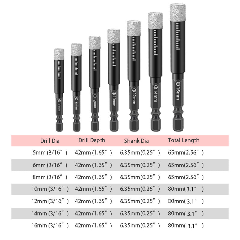 Hexagonal Shank Drill Bits for Marble /Tile /Stone