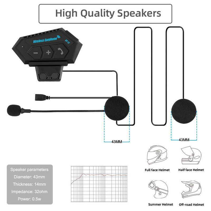 BT12 Bluetooth-Headset für Motorradhelme